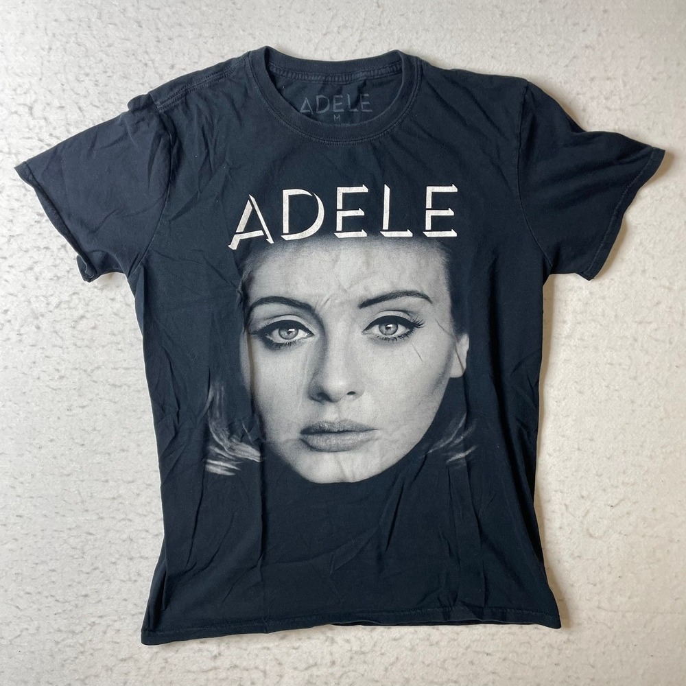 Adele Live 2016 World Tour Concert T-Shirt Black Graphic Mens Medium M 25 World